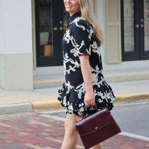 Beautiful Sofie the Label Black and Cream White Floral Dress Sz Large